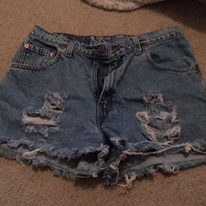 High waisted distressed shorts